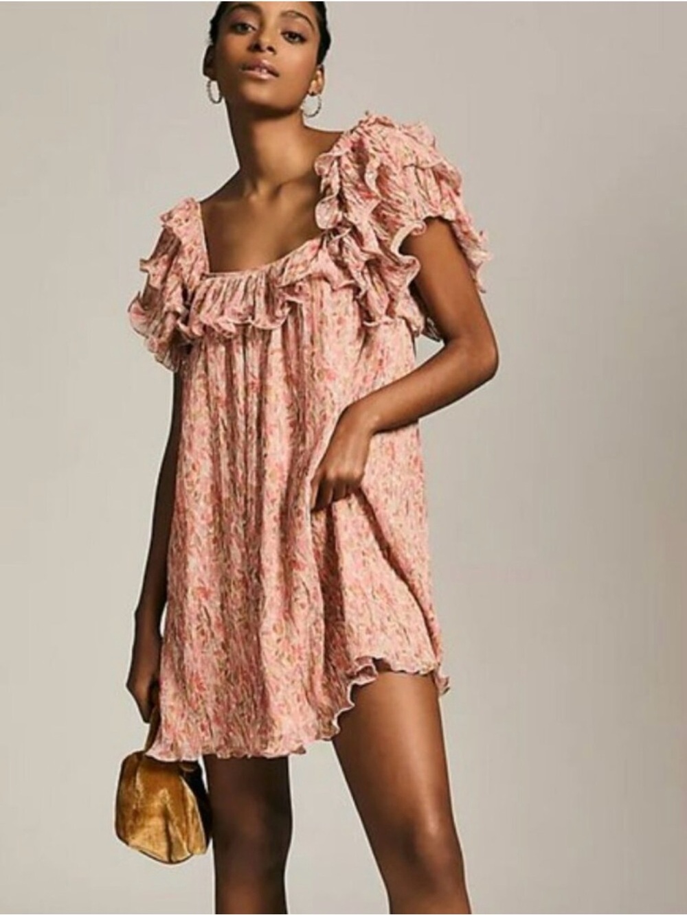 NWT Let Me Be Anthropologie Ruffled Square Neck Dress